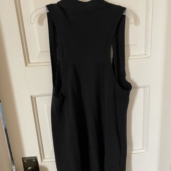 Long black button up cotton vest - Picture 3 of 9